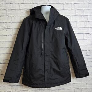 The North Face Mens Large Insulated Hooded Jacket Dryvent Black Heavyweight FLAW
